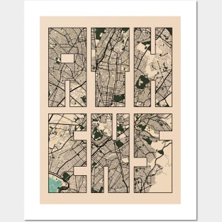 Athens, Greece City Map Typography - Vintage Posters and Art